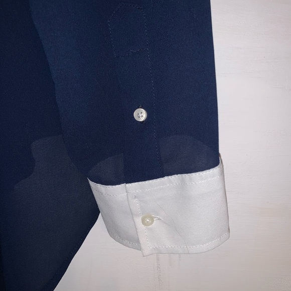 Abercrombie Blue & White Sheer Button Up - Picture 6 of 8